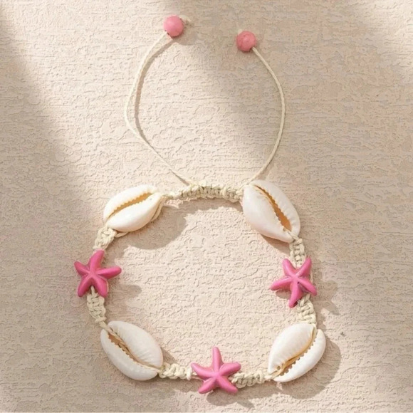 2 LEFT! Pink Starfish & Seashell Bracelet - Picture 1 of 3